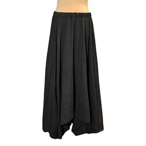 Shirin Guild Lagenlook AsymmetricMaxi Skirt Sz M Black Wool Crinkle Goth